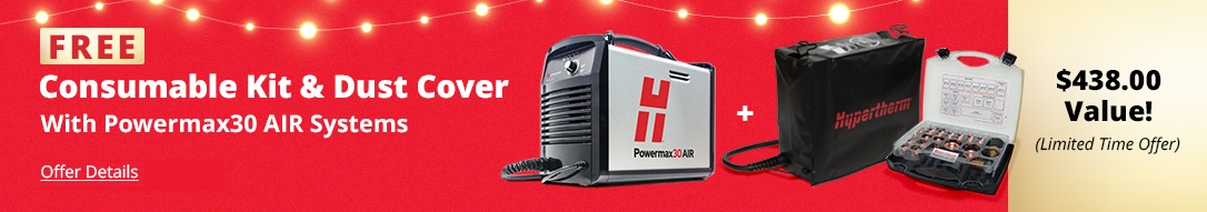 Free consumable kit & dust cover with Hypertherm Powermax30 AIR plasma cutters ($438 Value!)