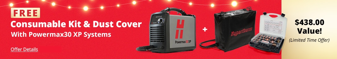 Free consumable kit & dust cover with Hypertherm Powermax30 XP plasma cutters ($438 Value!)