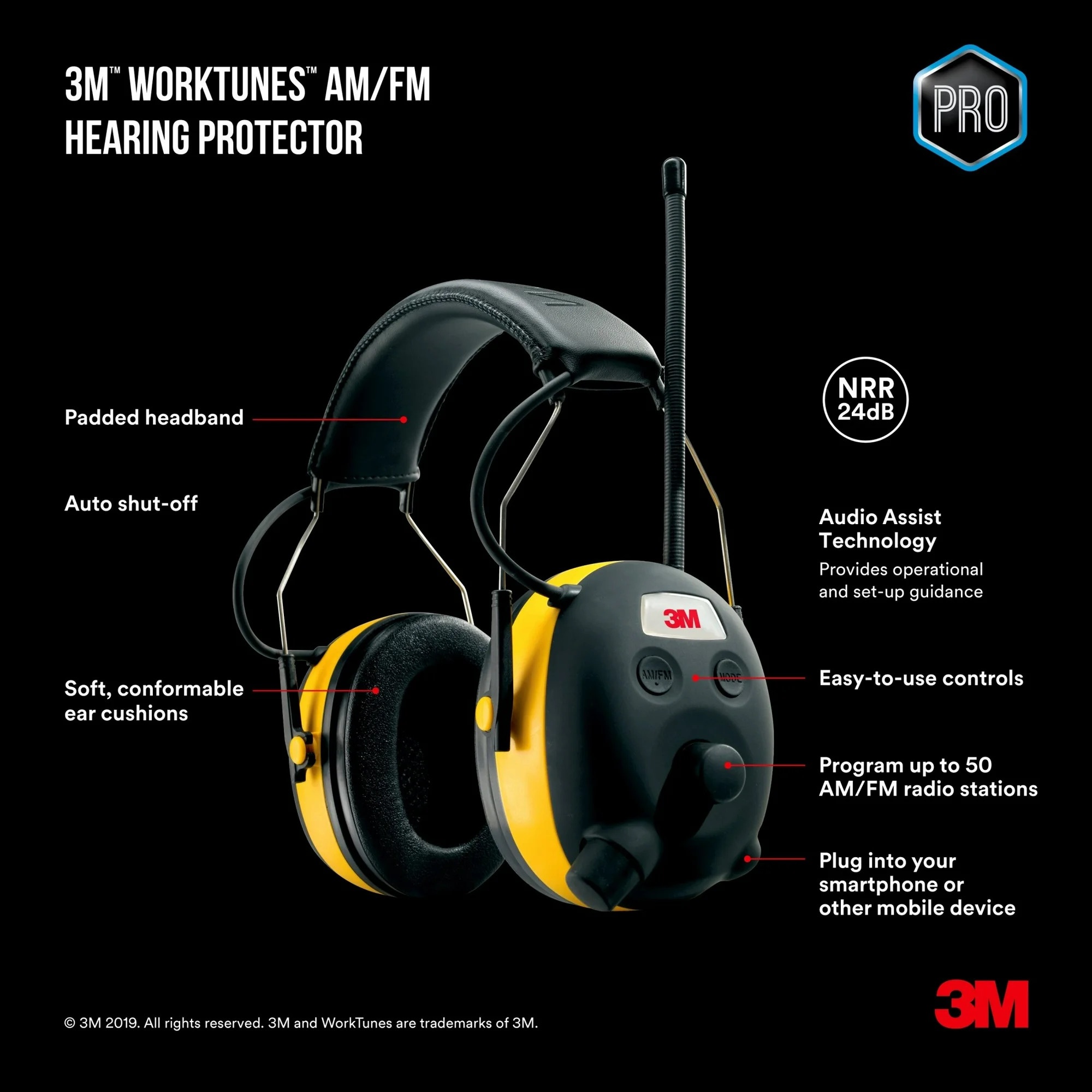 3M™ Worktunes™ AM/FM Hearing Protector - Features