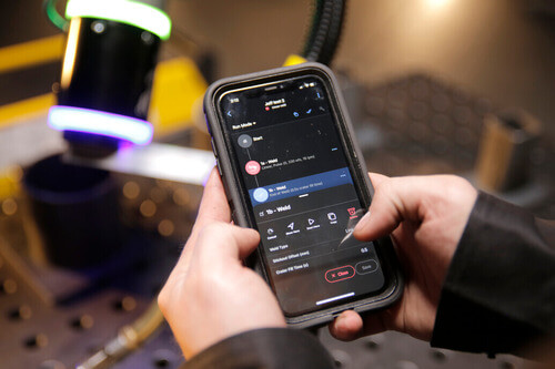ESAB collaborative welding cobot app in use