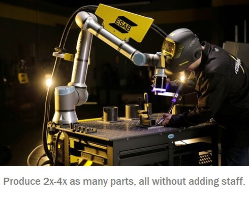 ESAB Cobots allow welders to produce 2x-4x as many parts without extra staff