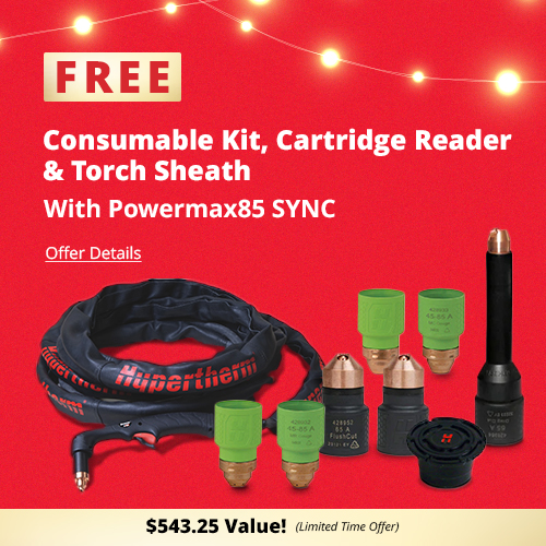 Free consumable kit with Hypertherm Powermax 85 SYNC Plasma Cutter #087185