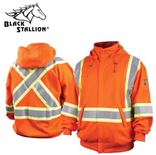 Black Stallion TruGuard™ 200 FR Cotton Hooded Sweatshirt, Reflectives, Orange #JF1332-OR