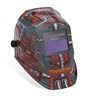Auto-darkening welding helmet with unique 8bit video game design