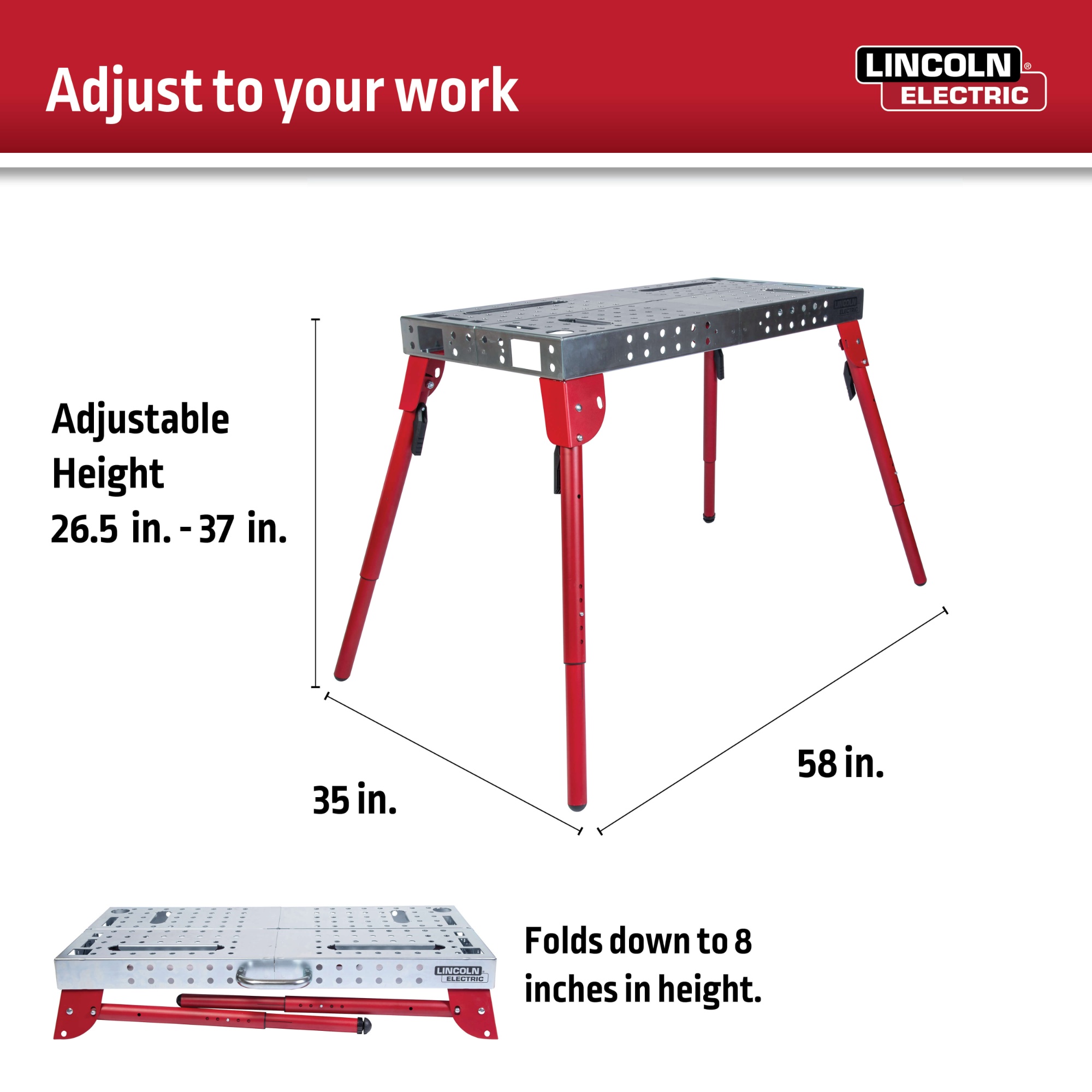 Lincoln Electric Portable Welding Table and Workbench #K5334-1 - Adjustable dimensions