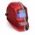 Glossy red and black welding helmet