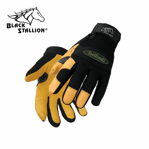 Revco Black Stallion Action Spandex With Grain Deerskin Ergonomic Gloves #99DEER