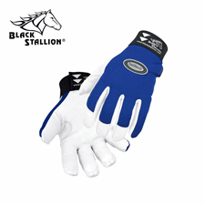 Revco Black Stallion Action Spandex And Genuine Leather Ergonomic Gloves #99G-BLUE