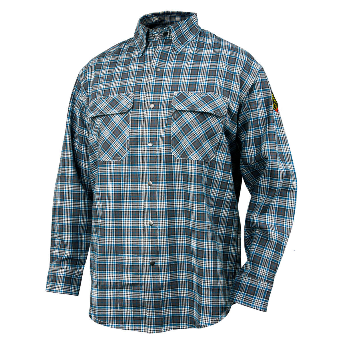 Black Stallion FR Cotton Work Shirt, Gray Plaid