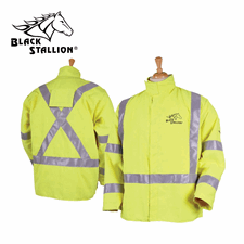 Revco Black Stallion 9 Oz Flame Resistant Ansi Hi-Vis Arcweld Jacket With Silver Reflective #JF4312-HY