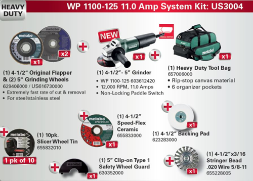 Metabo WP 1100-125 11.0 Amp System Kit #US3004 for sale online